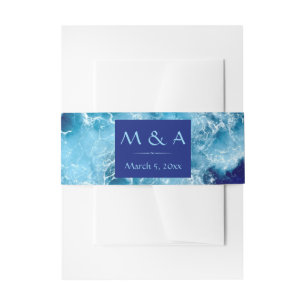 Bandeau De Faire-part Blue Ocean Water Faire-part de mariage Belly Band