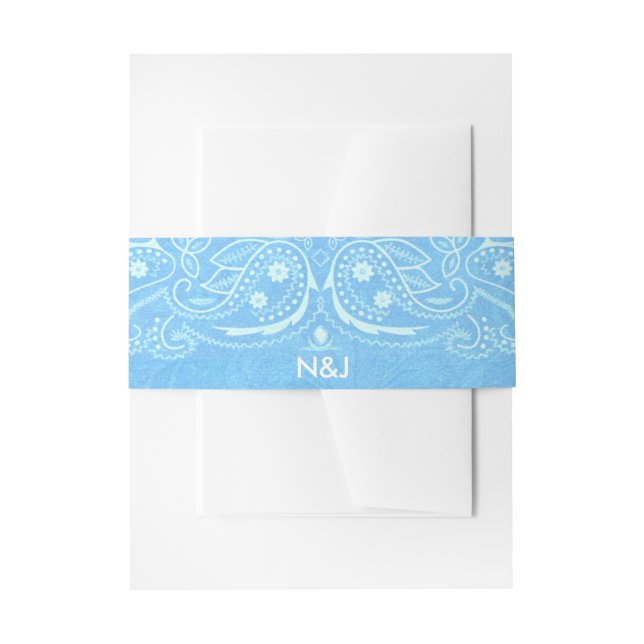 Bandeau De Faire-part Blue Rustic Paisley Country Mariage de l'Ouest (Devant example)