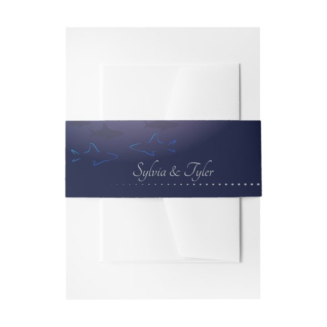 Bandeau De Faire-part Blue Shark Faire-part de mariage Belly Band (Devant example)