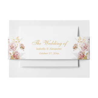Bandeau De Faire-part Blush Peony & Gold Floral Mariage