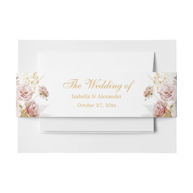 Bandeau De Faire-part Blush Peony & Gold Floral Mariage (Devant Example)