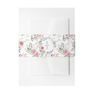Bandeau De Faire-part Blush Rose Chic Élégant Monogramme de Verdure