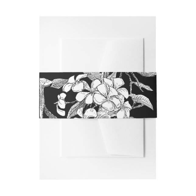 Bandeau De Faire-part Bohème Floral noir Mariage blanc (Devant example)