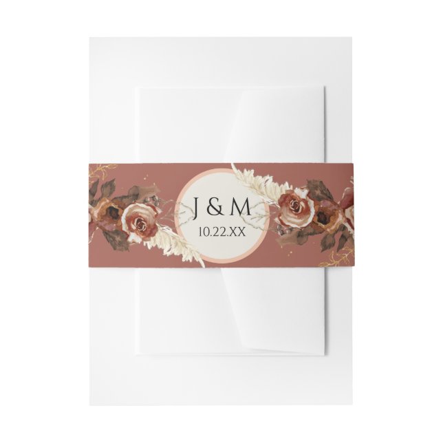 Bandeau De Faire-part BOHO Aquarelle Florale Pampas Grass Terracotta Inv (Devant example)