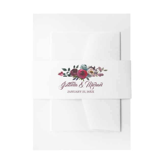 Bandeau De Faire-part Boho Burgundy Aquarelle Mariage Floral (Devant example)