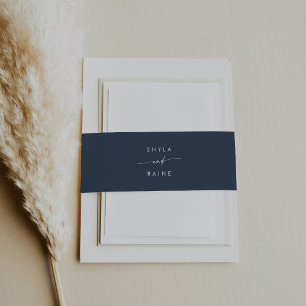 Bandeau De Faire-part Boho Chic Dark Navy Mariage bleu