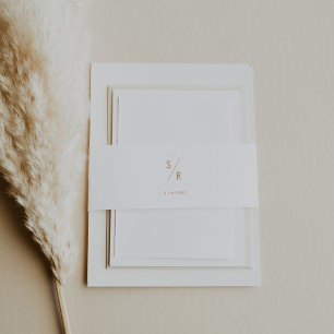 Bandeau De Faire-part Boho Chic Gold et Mariage de monogramme blanc