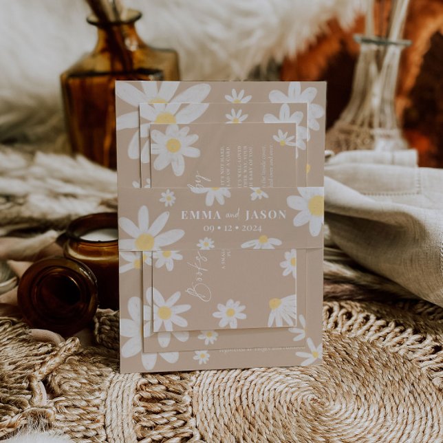 Bandeau De Faire-part Boho Daisy Flower Invitation Belly Band (Créateur téléchargé)