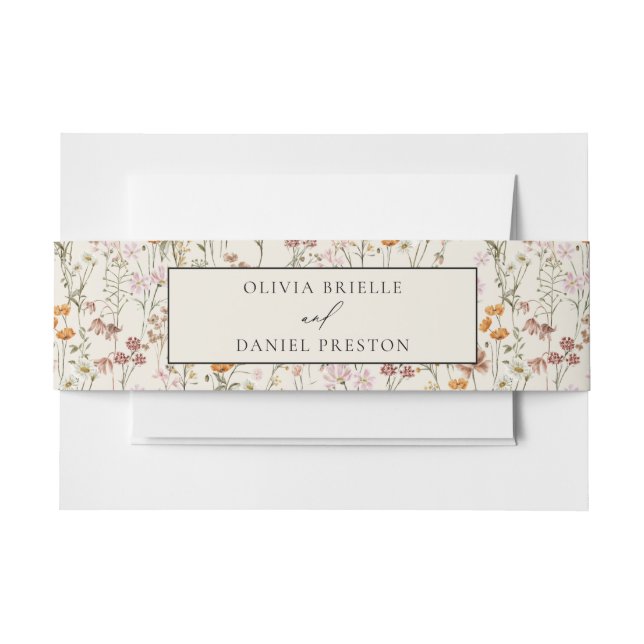 Bandeau De Faire-part Boho Fleur sauvage Beige Garden Mariage (Devant Example)