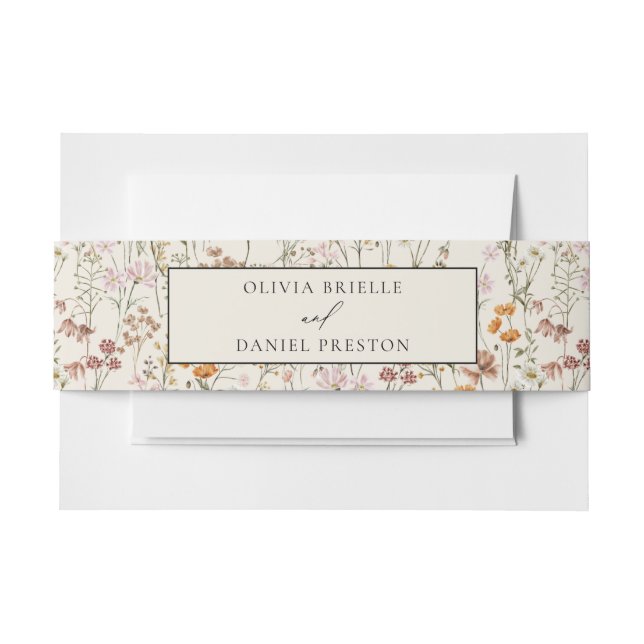 Bandeau De Faire-part Boho Fleur sauvage Beige Garden Mariage (Devant Example)