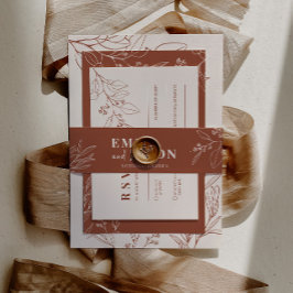 Bandeau De Faire-part Boho Floral Terracotta Invitation Belly Band