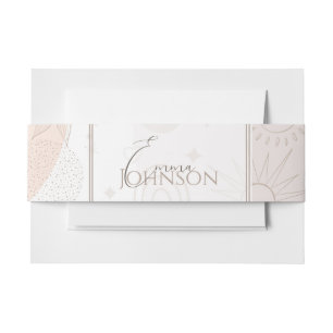 Bandeau De Faire-part Boho Neutral Space Doodles Design esthétique