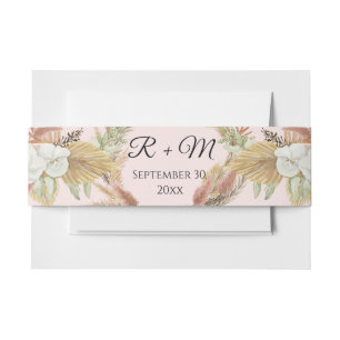 Bandeau De Faire-part BOHO Pampas Rustique Blanc Blush Floral Palms