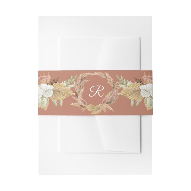 Bandeau De Faire-part BOHO Pampas Terracotta Blush Fan Palmes (Devant example)