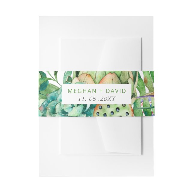 Bandeau De Faire-part Boho Rustique Succulent Cactus Mariage de verdure (Devant example)