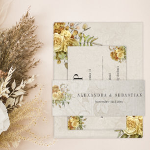 Bandeau De Faire-part Boho Vintage Shabby Chic Roses or