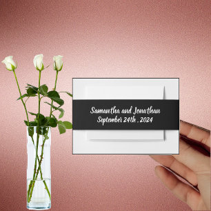 Bandeau De Faire-part Bordure or Rose moderne sur noir