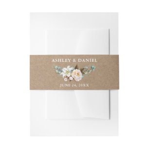 Bandeau De Faire-part Botanique Florale Calligraphie Kraft Mariage