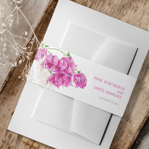 Bandeau De Faire-part Bougainvilliers roses aquarelle botanique personna