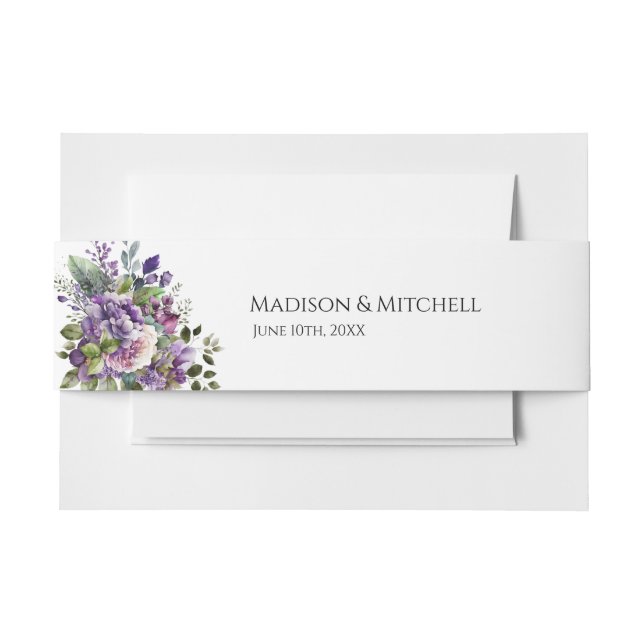 Bandeau De Faire-part Bouquet d'or violet violet violet (Devant Example)