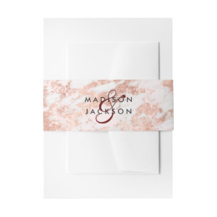 Bandeau De Faire-part Bourgogne et Rose Marbre or Mariage Monogramme