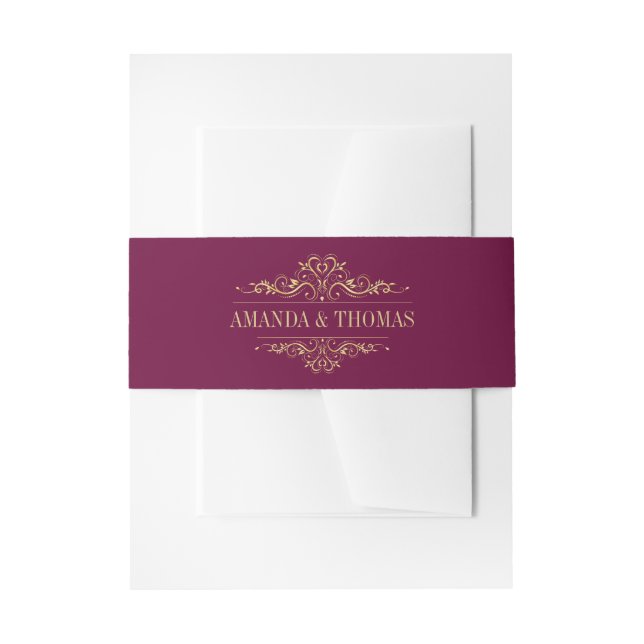 Bandeau De Faire-part Bourgogne Golden Frame Invitation Belly Band (Devant example)