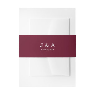 Bandeau De Faire-part Bourgogne Mariage Rustique Personnalisé Rouge Soli