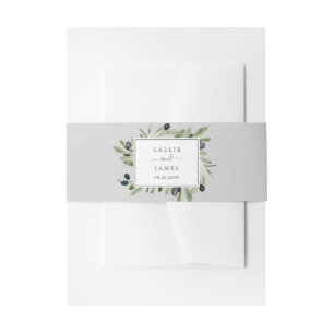 Bandeau De Faire-part Branche d'olive moderne   Mariage gris