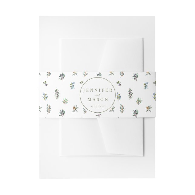 Bandeau De Faire-part Branches d'olivier Boho Toscan Mariage Belly Band (Devant example)