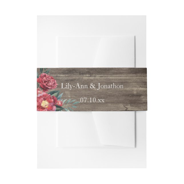 Bandeau De Faire-part Burgundy Floral Rustique Bois (Devant example)