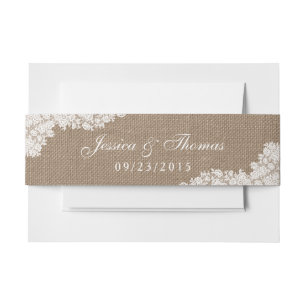Bandeau De Faire-part Burlap Rustique et collection Vintage de dentelle