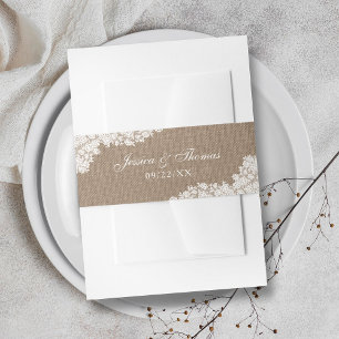 Bandeau De Faire-part Burlap Rustique et collection Vintage de dentelle