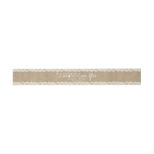 Bandeau De Faire-part Burlap rustique et dentelle Heureusement après