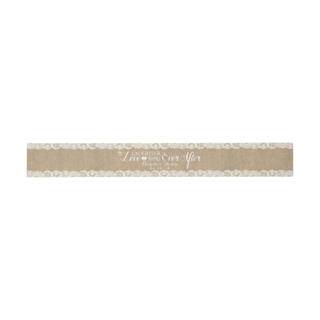 Bandeau De Faire-part Burlap rustique et dentelle | Heureusement après (Plat)