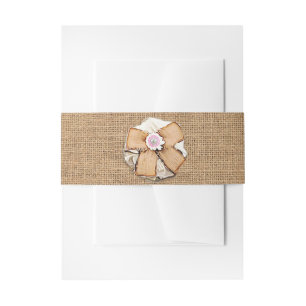 Bandeau De Faire-part Burlap Shabby Floral Chic Bow Mariage Belly Band