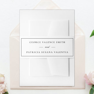 Bandeau De Faire-part Calligraphie encadrée Élégant Mariage noir blanc