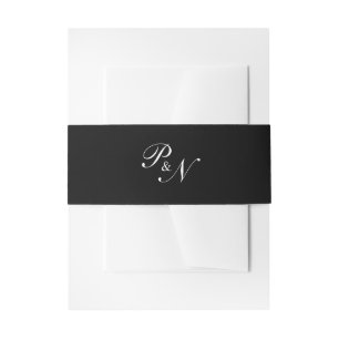 Bandeau De Faire-part Calligraphie Monogramme Élégant Mariage noir