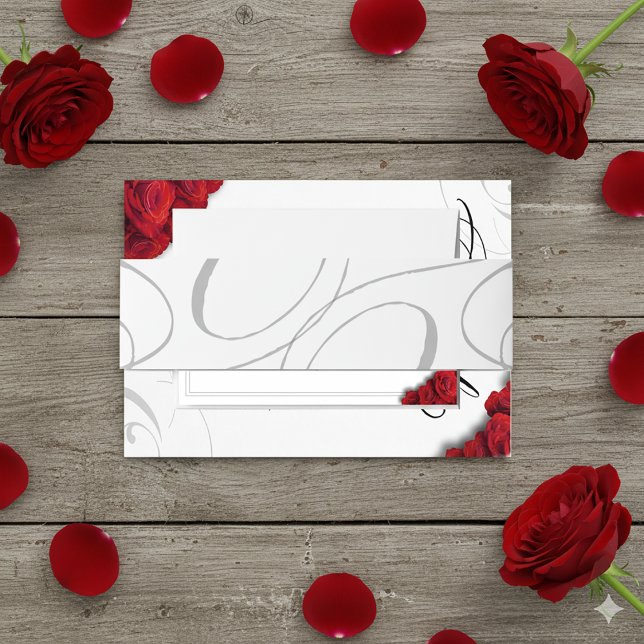 Bandeau De Faire-part Calligraphie Romantique Tourbillons Gris (Romantic Calligraphy Grey Swirls Belly Band)