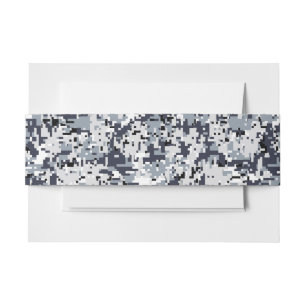 Bandeau De Faire-part Camouflage numérique en argent de style urbain