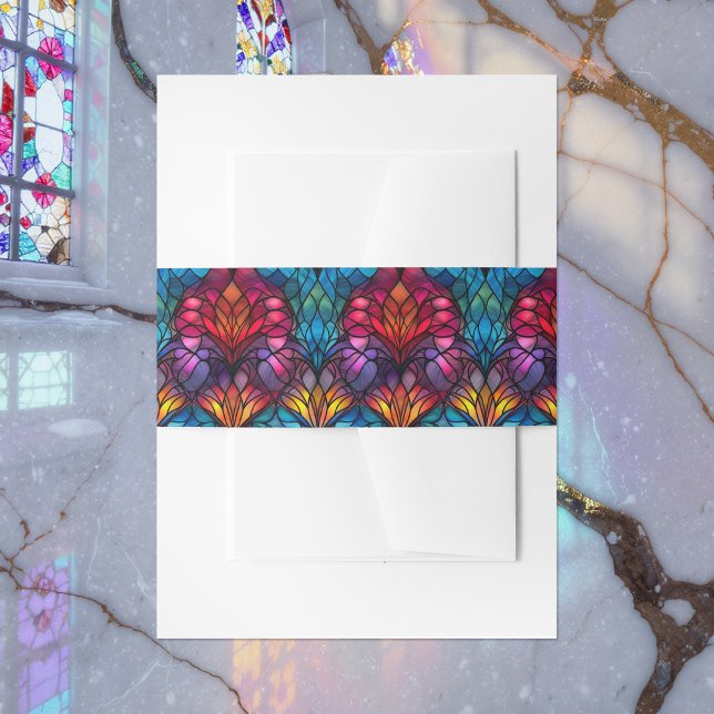 Bandeau De Faire-part Carte de vacances en verre tendu (Stained Glass Holiday Card Invitation Belly Band)