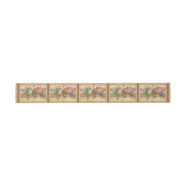 Bandeau De Faire-part Carte du monde 1700s Antique Continents (Plat)