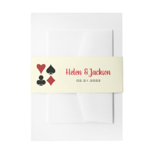 Bandeau De Faire-part Carte rouge crème noire convient Casino Mariage
