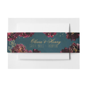 Bandeau De Faire-part Carte RSVP turquoise Bordeaux Jewel