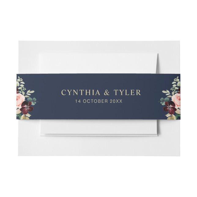 Bandeau De Faire-part ceinture mariage bleu marine (Devant Example)