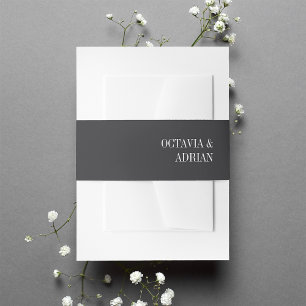 Bandeau De Faire-part Cendres solides Noir + Mariage blanc classique