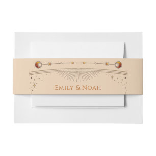 Bandeau De Faire-part Champagne céleste Gold Sun Moon Stars Mariage
