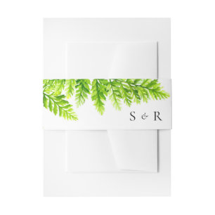 Bandeau De Faire-part Chartreuse Green Fern Feuille Monogramme Mariage