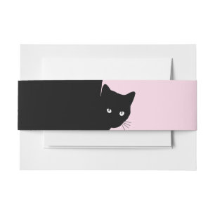 Bandeau De Faire-part Chat noir Sly rose