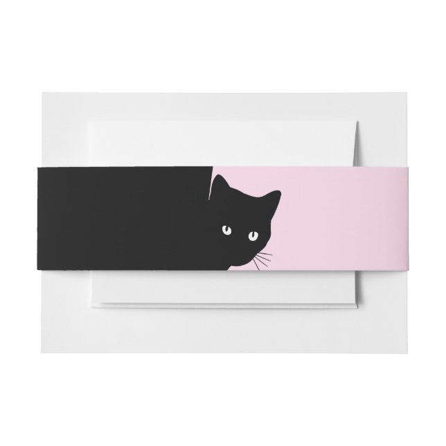 Bandeau De Faire-part Chat noir Sly rose (Devant Example)