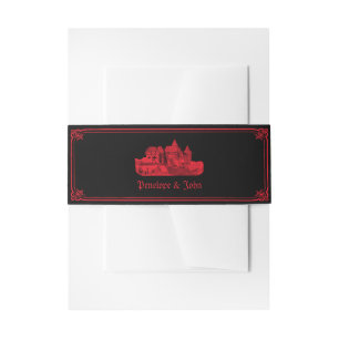 Bandeau De Faire-part Château gothique vampire mariage noir rouge